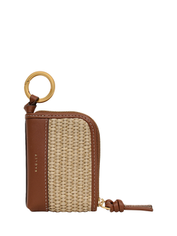 Radley Golden Lane Leather and Raffia Bag Charm, Cognac, Cognac