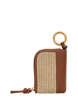 Radley Golden Lane Leather and Raffia Bag Charm, Cognac - view 2, Cognac