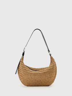 AllSaints Luna Woven Shoulder Bag, Biscuit Brown, Biscuit Brown