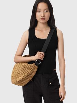 AllSaints Luna Woven Shoulder Bag, Biscuit Brown - view 2, Biscuit Brown