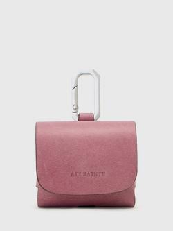 AllSaints AirPod Hex Clasp Holder, Pink, Raspberry Pink