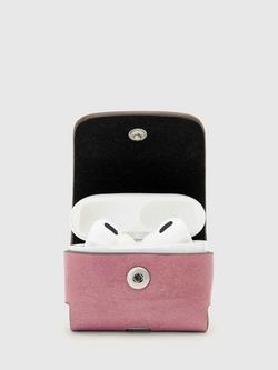 AllSaints AirPod Hex Clasp Holder, Pink - view 2, Raspberry Pink