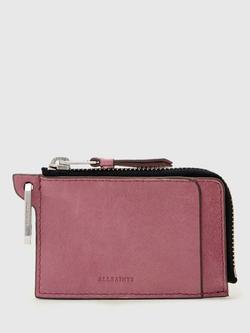 AllSaints Remy Leather Wallet, Pink, Raspberry Pink