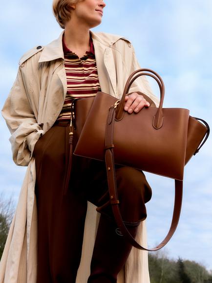Radley The Romilly Leather Large Grab Bag, Cognac - view 2, Cognac