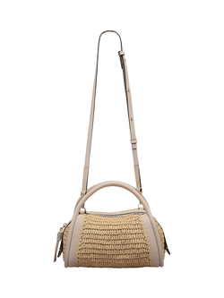 Radley The Golborne Leather and Raffia Grab Bag, Salt, Salt