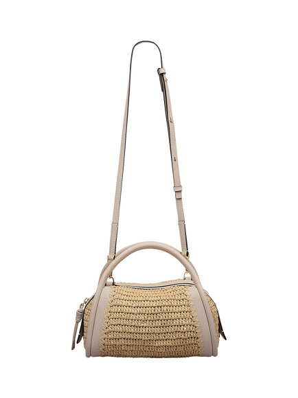 Radley The Golborne Leather and Raffia Grab Bag, Salt, Salt