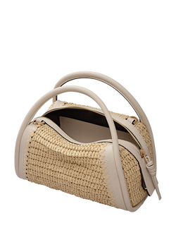 Radley The Golborne Leather and Raffia Grab Bag, Salt - view 2, Salt