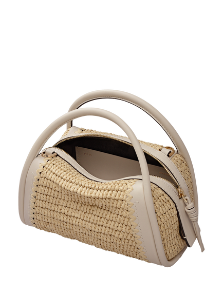 Radley The Golborne Leather and Raffia Grab Bag, Salt - view 2, Salt