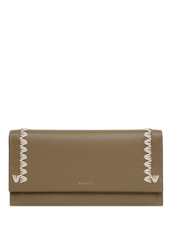 Radley Oak Street Leather Stitched Fold Over Purse, Acorn, Acorn