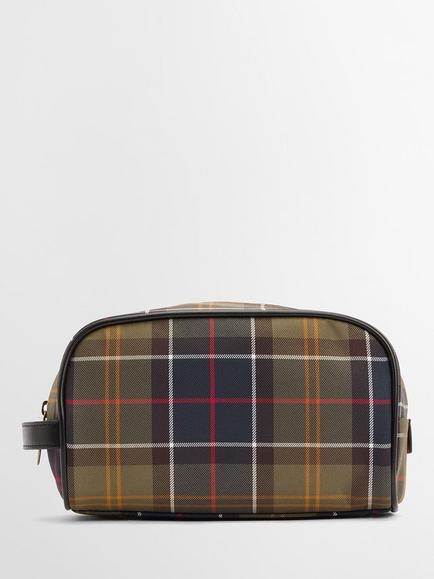 Barbour Tartan Wash Bag, Multi - view 2, Multi