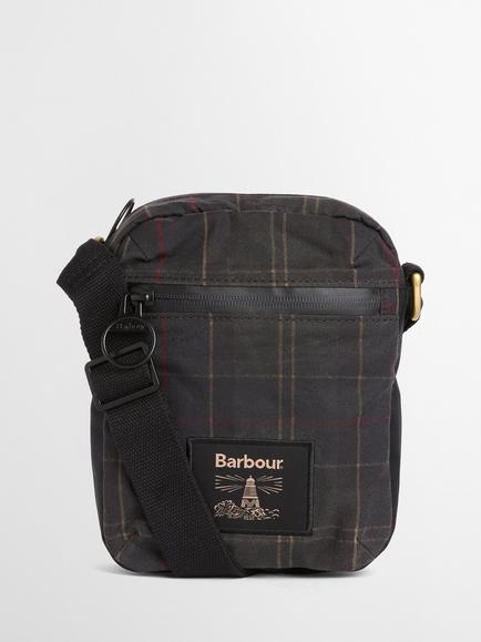 Barbour Field Tartan Waxed Crossbody Bag, Dark Classic Tartan, Dark Classic Tartan