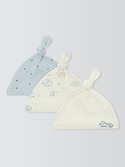 John Lewis Baby Elephant Hats, Pack of 3, Green Multi, Green Multi