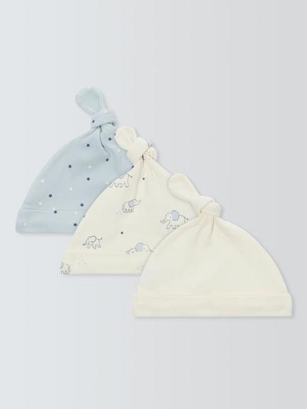 John Lewis Baby Elephant Hats, Pack of 3, Green Multi - view 2, Green Multi