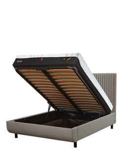 TEMPUR® OUTLET Arc™ Ottoman Storage Vertical Upholstered Bed Frame, Super King Size, Like New, Warm Stone, Warm Stone