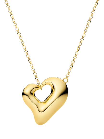 Sif Jakobs Jewellery Chunky Molten Heart Necklace, Gold, Gold