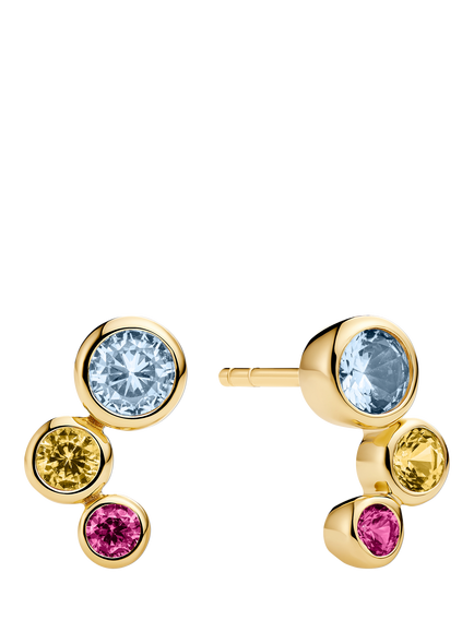 Sif Jakobs Jewellery Sardinien Tre Cubic Zirconia Stud Earrings, Gold/Multi, Gold/Multi