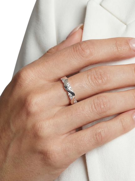 Sif Jakobs Jewellery Ellera Waves Altro Ring, Silver - view 2, Silver