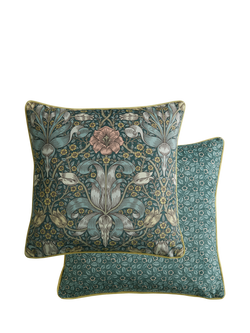 William Morris At Home Spring Thicket Square Cushion, Willow - view 2, Willow