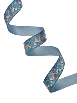 William Morris At Home Strawberry Thief Ribbon, Navy, W25mm x L3m - view 2, Navy