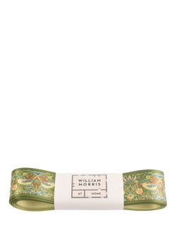 William Morris At Home Strawberry Thief Ribbon, Olive, W25mm x L3m, Olive