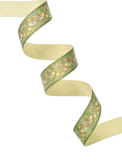 William Morris At Home Strawberry Thief Ribbon, Olive, W25mm x L3m - view 2, Olive