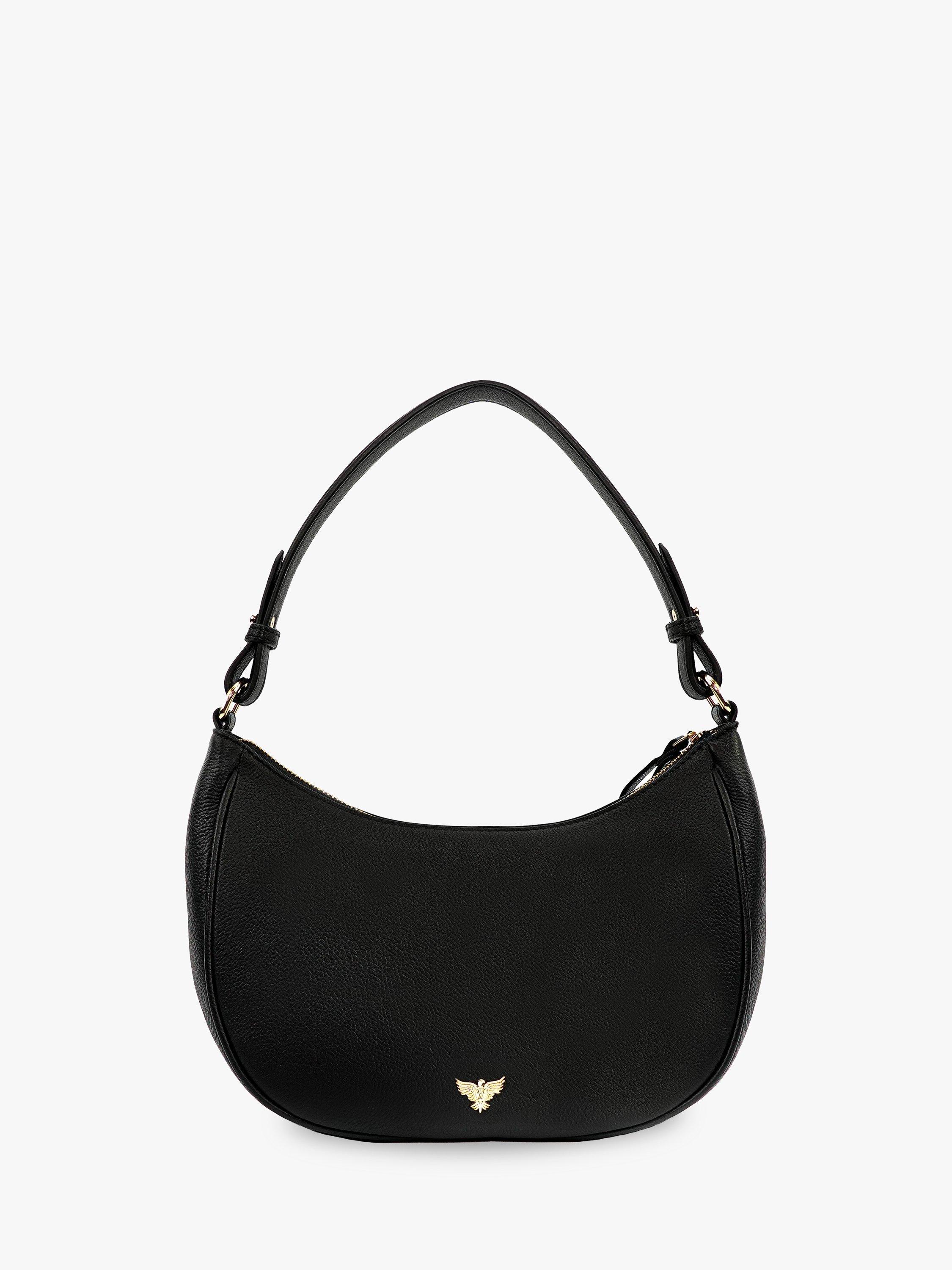 Product image 1 of 4, which shows Apatchy London Lucy Leather Shoulder Bag, Black