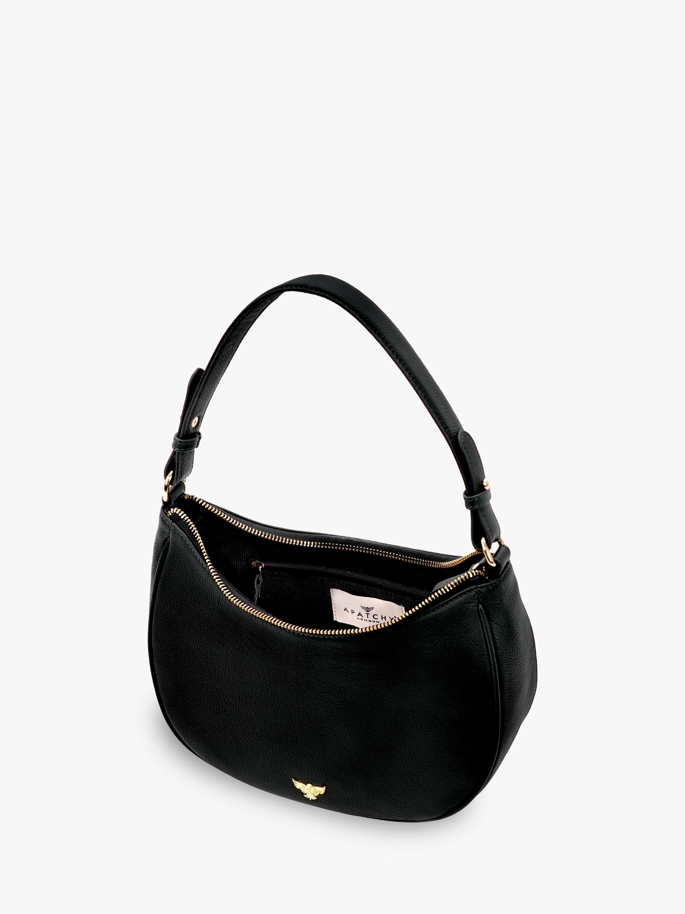 Product image 4 of 4, which shows Apatchy London Lucy Leather Shoulder Bag, Black