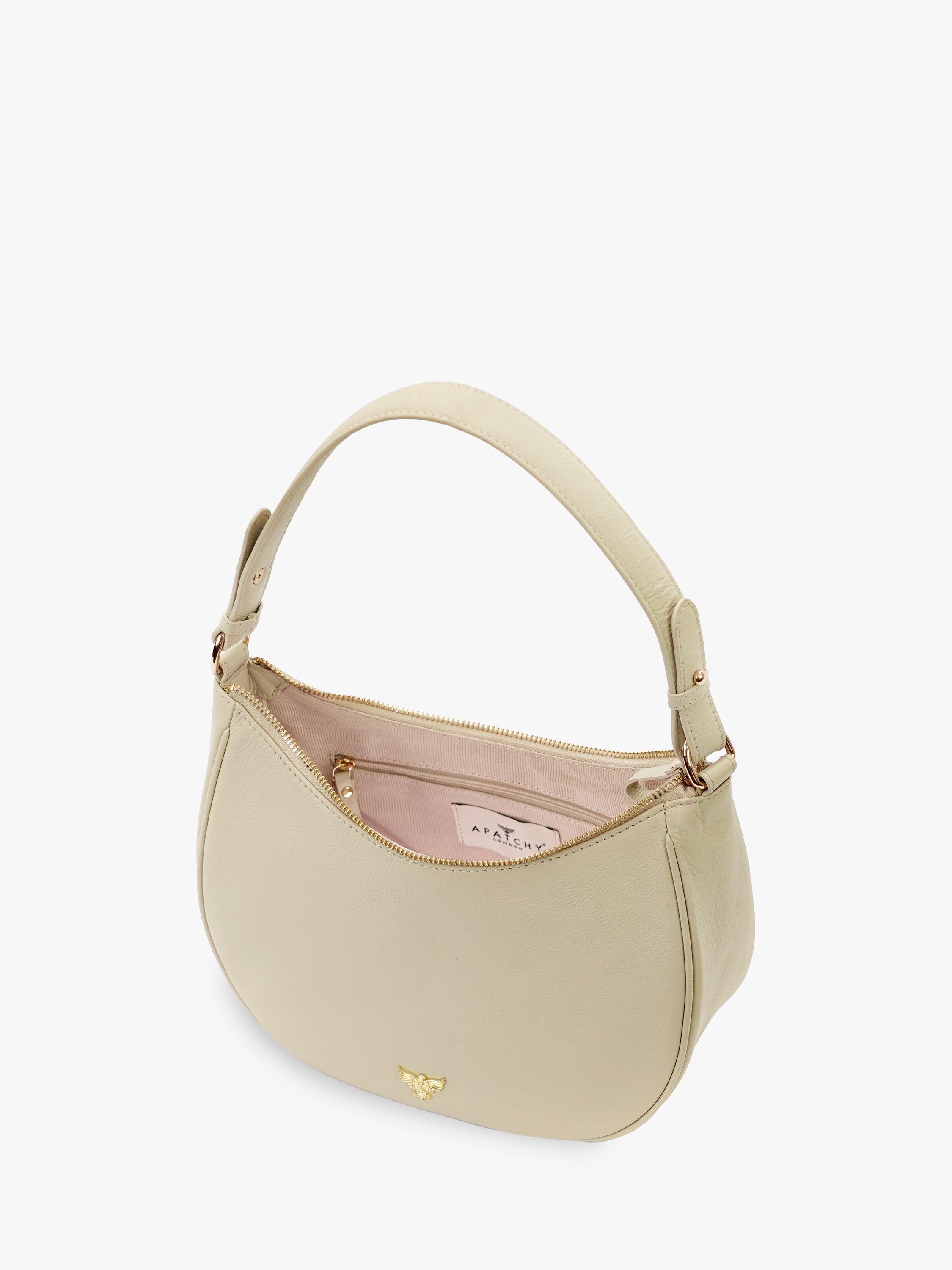 Product image 4 of 4, which shows Apatchy London Lucy Leather Shoulder Bag, Stone