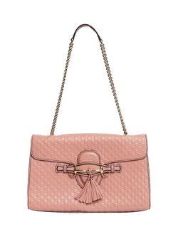 Pre-loved GUCCI Guccissima Emily Leather Shoulder Bag, Pink - view 2, Pink