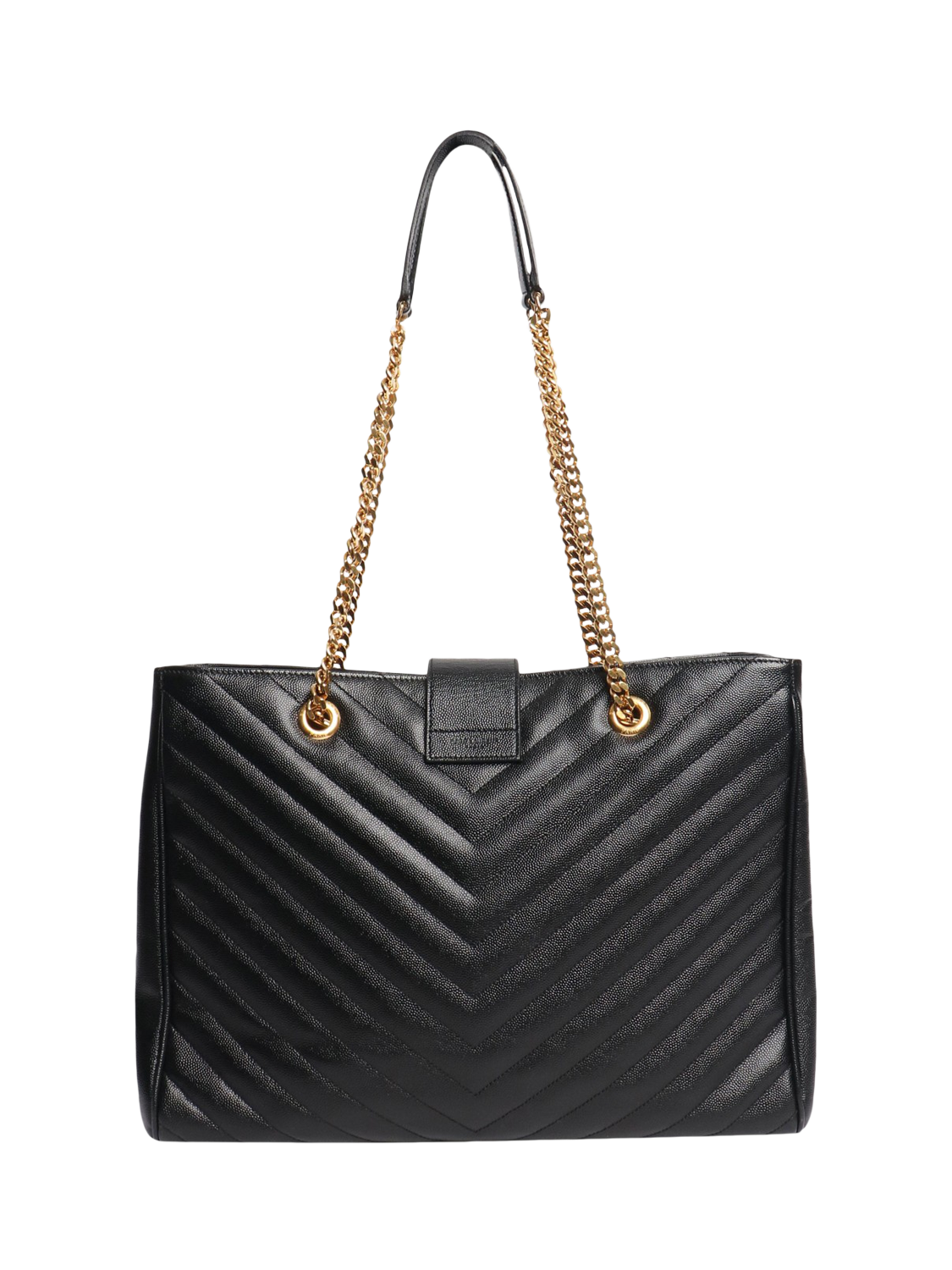 Product image 3 of 6, which shows Pre-loved SAINT LAURENT Cassandre Leather Shopper Tote Bag, Black