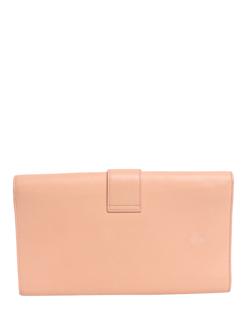 Product image 2 of 9, which shows Pre-loved SAINT LAURENT Chyc Leather Clutch Bag, Peach