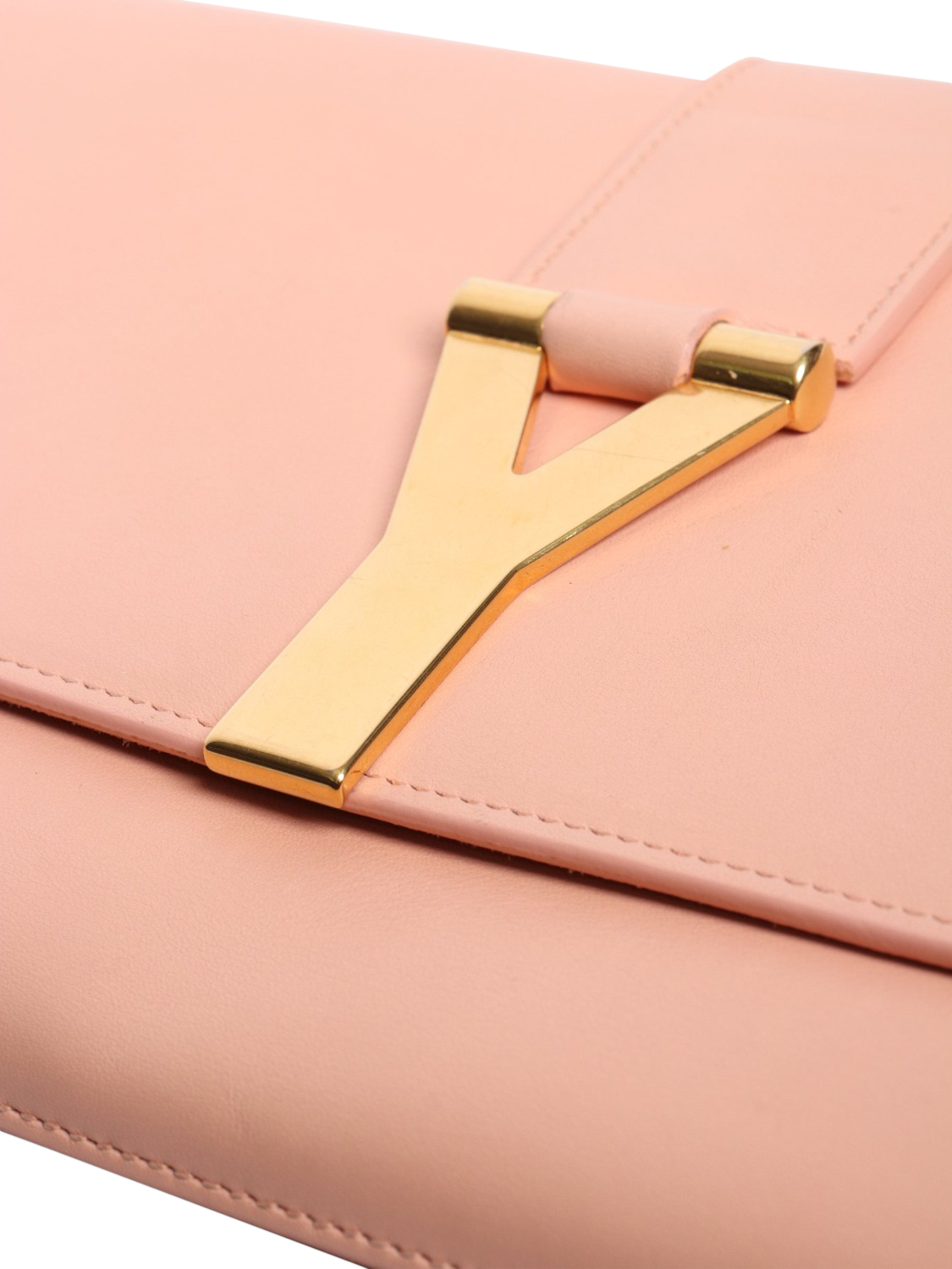 Product image 5 of 9, which shows Pre-loved SAINT LAURENT Chyc Leather Clutch Bag, Peach