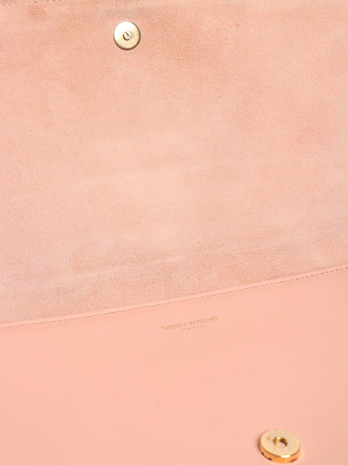 Product image 6 of 9, which shows Pre-loved SAINT LAURENT Chyc Leather Clutch Bag, Peach