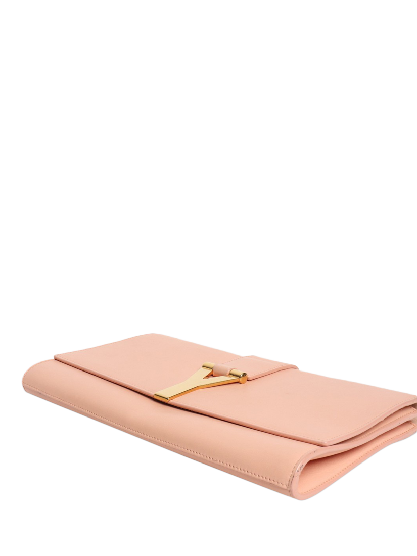 Product image 8 of 9, which shows Pre-loved SAINT LAURENT Chyc Leather Clutch Bag, Peach