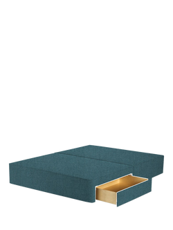 John Lewis Pocket Sprung Upholstered 2 Drawer Divan Base, Small Double, Cotton Effect Denim