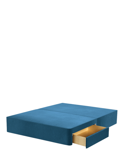 John Lewis Pocket Sprung Upholstered 2 Drawer Divan Base, Small Double, Cotton Effect Denim