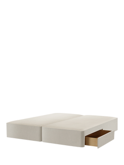 John Lewis Pocket Sprung Upholstered 2 Drawer Divan Base, Super King Size, Cotton Effect Beige