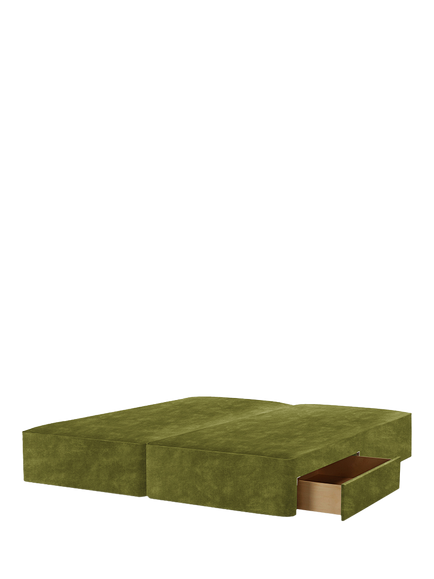 John Lewis Pocket Sprung Upholstered 2 Drawer Divan Base, Super King Size, Velvet Moss