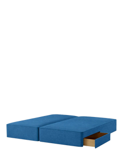 John Lewis Pocket Sprung Upholstered 2 Drawer Divan Base, Emperor, Cotton Effect Denim