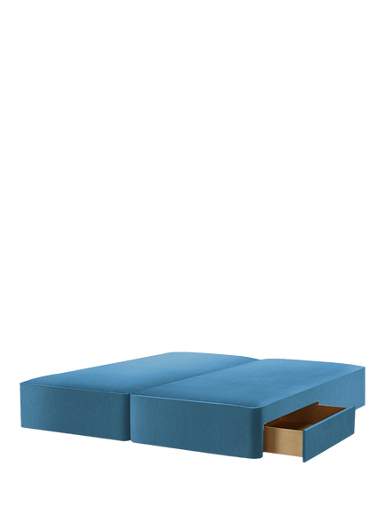 John Lewis Pocket Sprung Upholstered 2 Drawer Divan Base, Emperor, Cotton Effect Denim