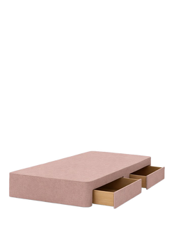 John Lewis Pocket Sprung Upholstered 2 Drawer Divan Base, Single, Cotton Effect Pink
