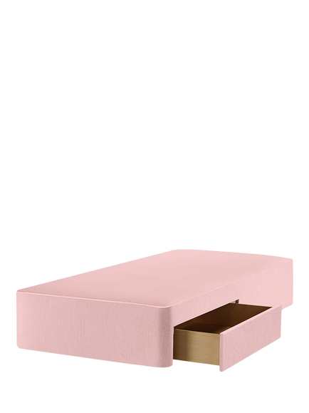 John Lewis Pocket Sprung Upholstered 2 Drawer Divan Base, Single, Cotton Effect Pink