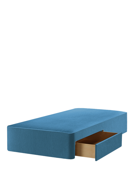 John Lewis Pocket Sprung Upholstered 2 Drawer Divan Base, Single, Cotton Effect Denim