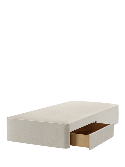 John Lewis Pocket Sprung Upholstered 2 Drawer Divan Base, Single, Cotton Effect Beige