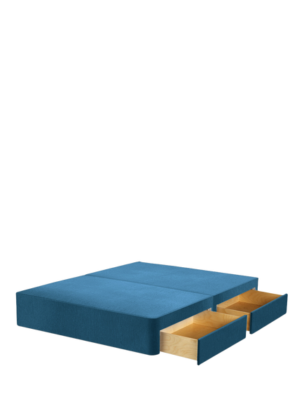 John Lewis Pocket Sprung Upholstered 4 Drawer Divan Base, Small Double, Cotton Effect Denim