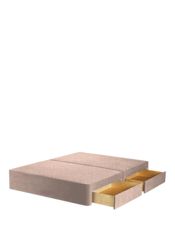 John Lewis Pocket Sprung Upholstered 4 Drawer Divan Base, Double, Cotton Effect Pink