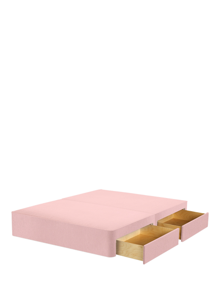 John Lewis Pocket Sprung Upholstered 4 Drawer Divan Base, Double, Cotton Effect Pink