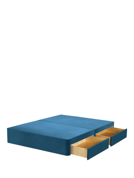 John Lewis Pocket Sprung Upholstered 4 Drawer Divan Base, Double, Cotton Effect Denim