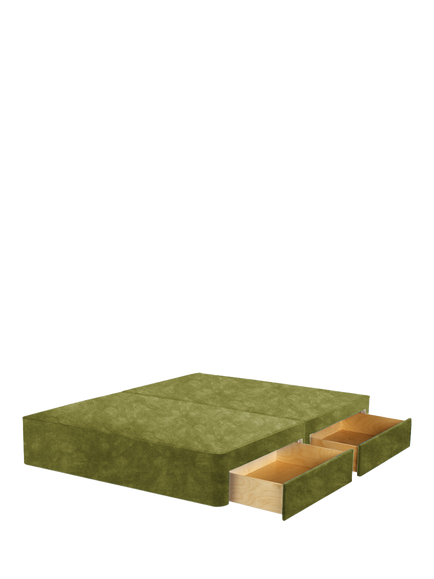 John Lewis Pocket Sprung Upholstered 4 Drawer Divan Base, Double, Velvet Moss