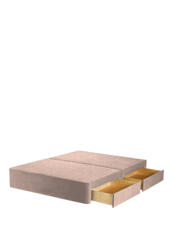 John Lewis Pocket Sprung Upholstered 4 Drawer Divan Base, King Size, Cotton Effect Pink